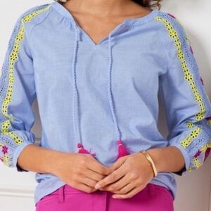 Talbots Embroidered Shirt, Size L, Like New Condition!